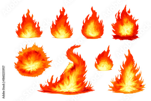 Realistic Fire Elements on a Gradient Background