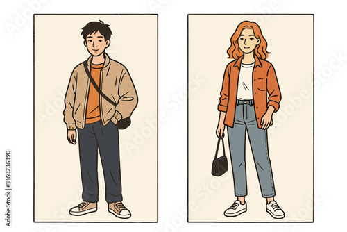 Young Couple in Casual Outfits