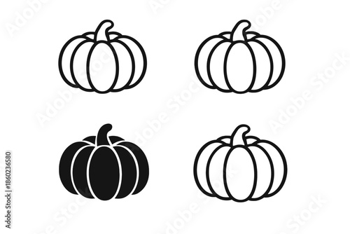 Four Pumpkin Icons with Shadows