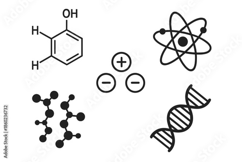 Scientific Icons on Dark Gradient Background