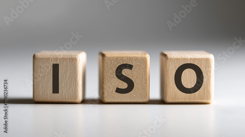 ISO Certification Business Strategy Concept with Wooden Blocks