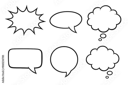 Collection of comic book speech and thought bubbles
