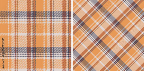 Fabric tartan textile of pattern background vector with a seamless check plaid texture. Set in fall colors. Ribbon craft ideas.