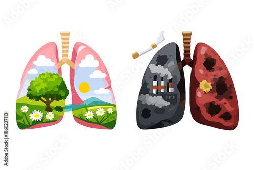 Healthy vs Unhealthy Lungs: Nature vs Pollution