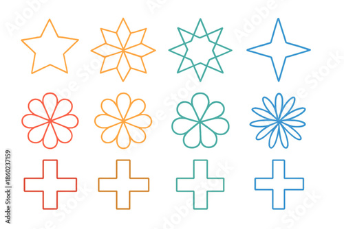 Neon Geometric Shapes on Gradient Background