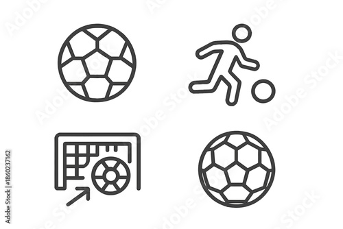 Soccer icons arranged in a grid on a dark gradient background