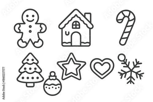Christmas cookie icons on a dark background