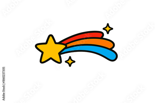 Shooting Star with Rainbow Streaks