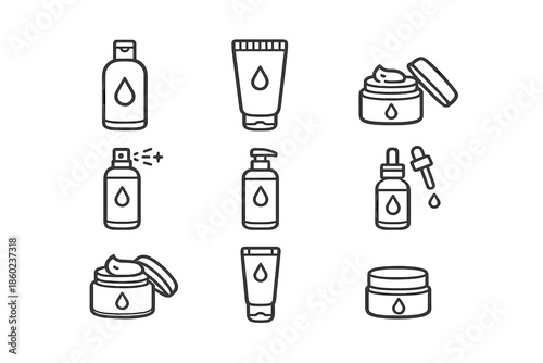 Skincare product icons in a grid layout