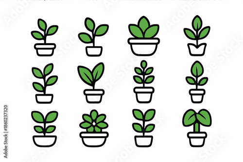 Potted Plant Icon Set