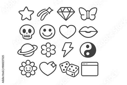 Collection of 3D Icons with Gray Background