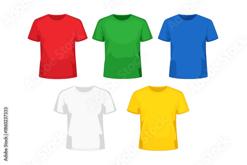Five T-Shirts in Different Colors with Glowing Halos