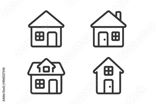 Collection of house icons on a dark background