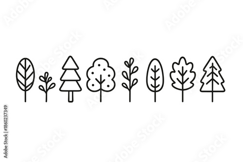Minimalist tree icons on a grey background