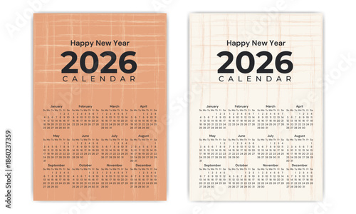 Modern 2026 Wall Calendar with Warm Peach Textured Background and Clean Typography