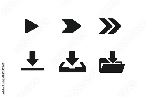 Set of Dark Icons on Gray Background