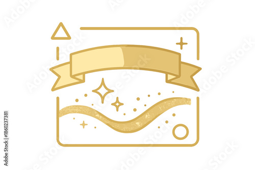 Golden Ribbon and Landscape Graphic