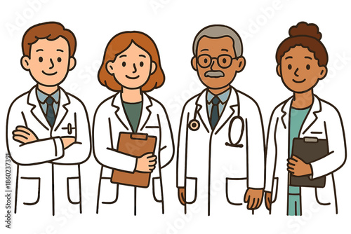 Diverse Group of Doctors in Lab Coats