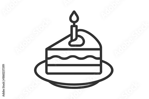 Birthday Cake Slice Icon on Dark Background