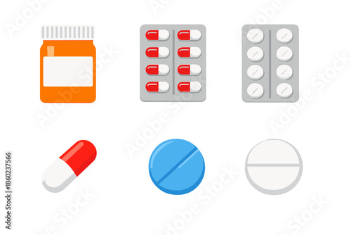 Collection of medicine icons on a gradient background