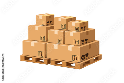 Stack of Cardboard Boxes on Wooden Pallets