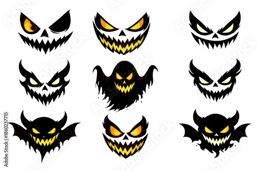 Halloween Spooky Faces and Ghost Collection