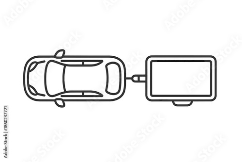Top-down outline of a car towing a trailer