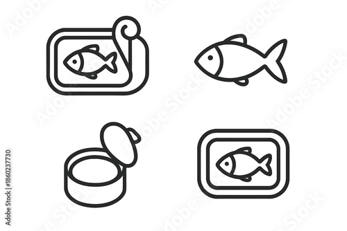 Canned fish and fresh fish icons
