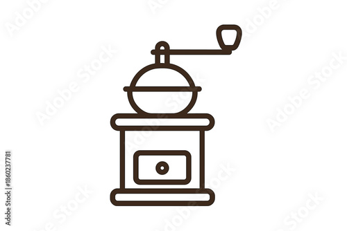 Vintage coffee grinder icon with a crank