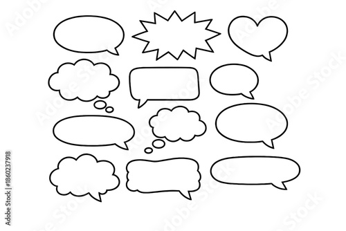 Collection of blank white speech and thought bubbles