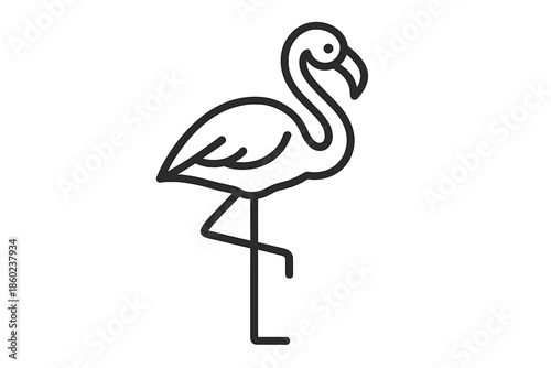 Minimalist Line Art Flamingo Icon