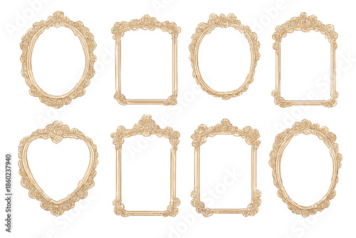 Collection of ornate vintage frames on a textured background
