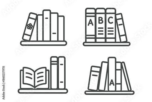 Bookcase icons set