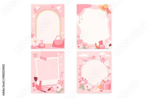 Four Pink Frames with Feminine Accents