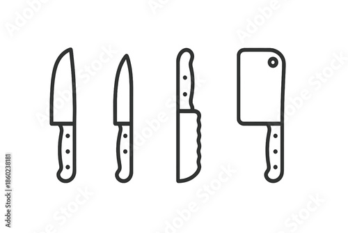 Four outline knives on a dark background