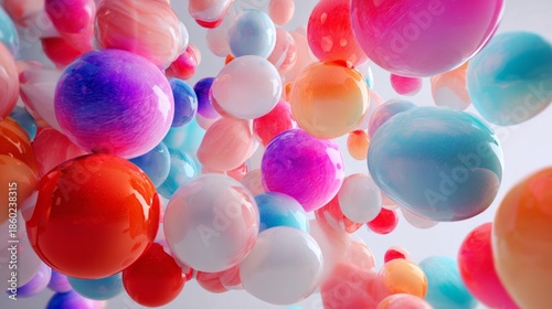 A colorful array of balloons in the air