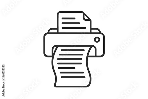 Printer outline icon with printed paper