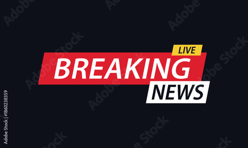 Breaking News Live Broadcast Banner with Bold Red and White Typography on Dark Background for Media and Journalism
