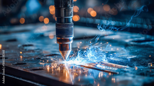 High-precision plasma cutting of sheet metal, industrial manufacturing, CNC technologies and metalworking processes