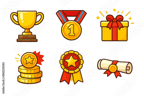Collection of golden awards and rewards