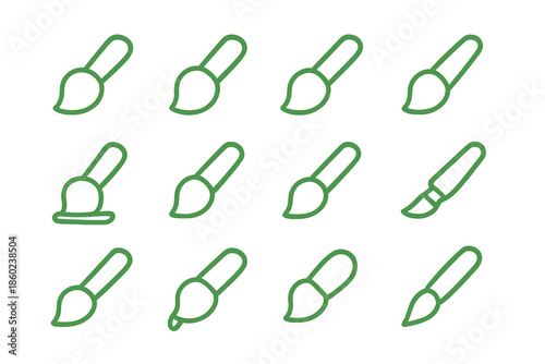 Green Neon Paintbrush Icons