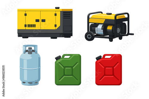 Generators and fuel cans with glow effect