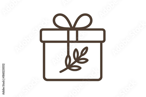 Gift box with olive branch icon