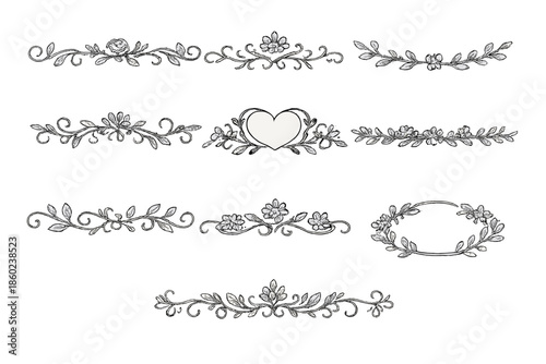 Elegant Floral Flourishes and Heart Frame