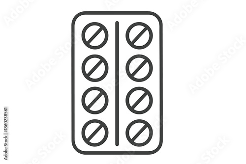 Pills in blister pack with prohibition signs