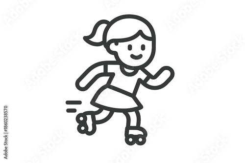 Line art of a girl roller skating