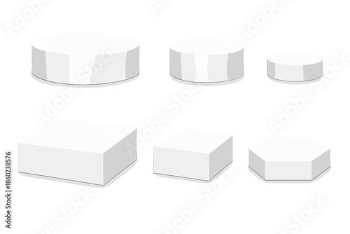Blank Pedestals on Gray Background