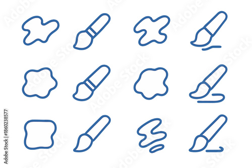 Paintbrush and Paint Splatter Icons Set