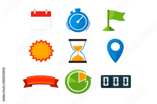 Set of colorful icons for web and apps on a gradient background