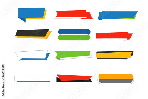 Collection of 3D speech bubble and banner shapes with glowing edges